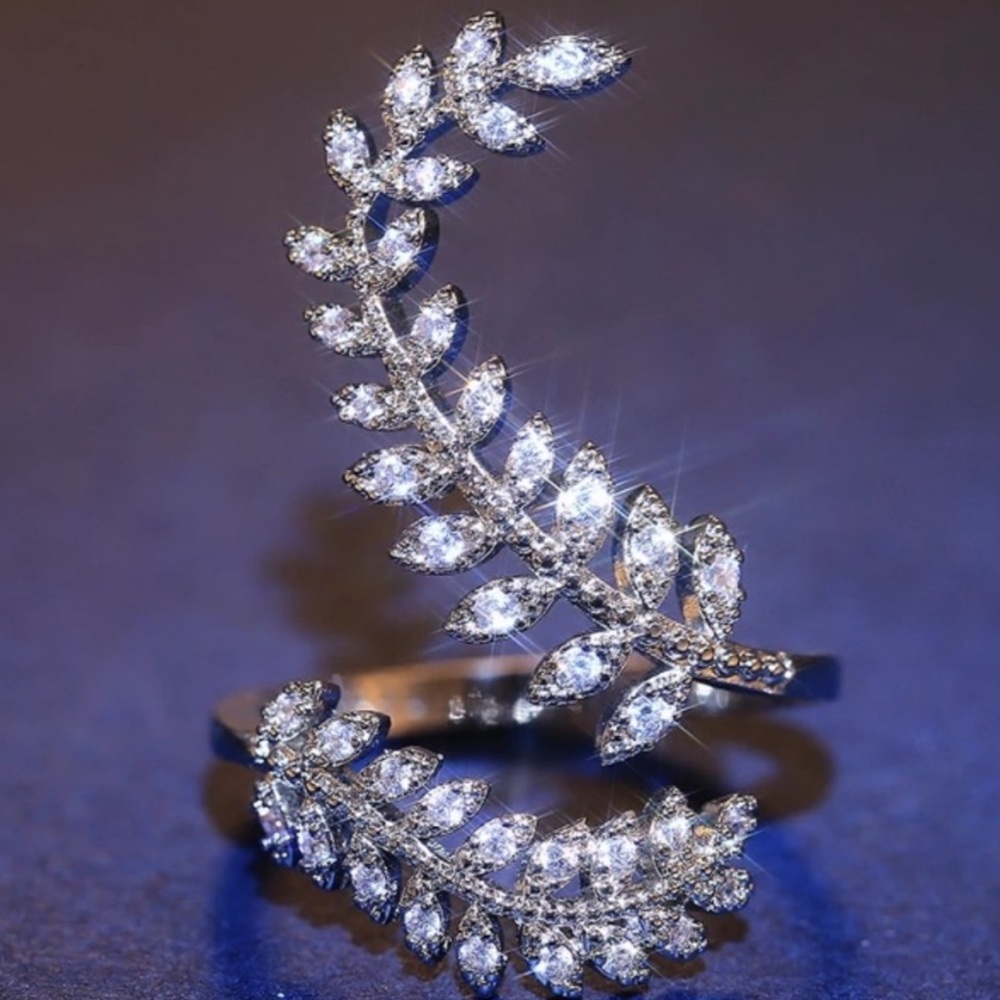 Silver Adjustable Leaf Ring